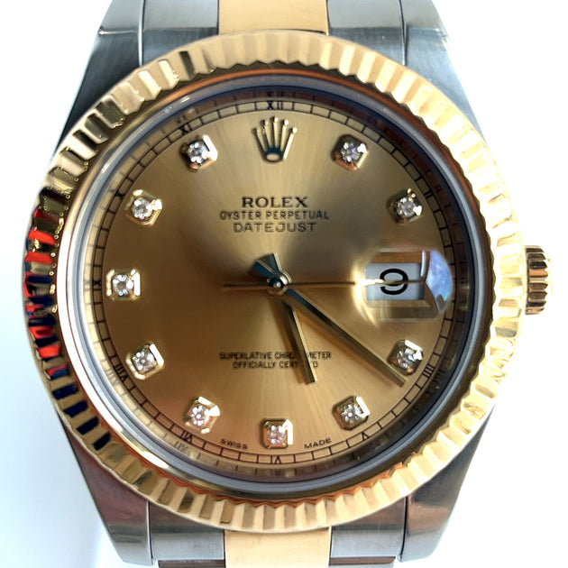 Pre-owned Rolex Datejust II Yellow Gold Steel Diamond 41mm Men
