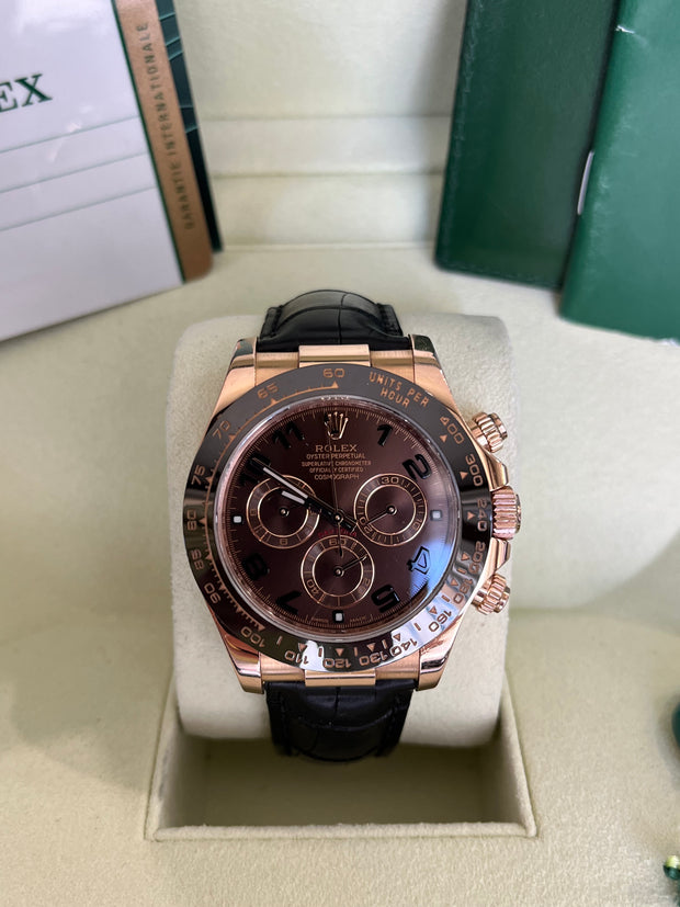 Pre-Owned Rolex Cosmograph Daytona Rose Gold with Brown Dial