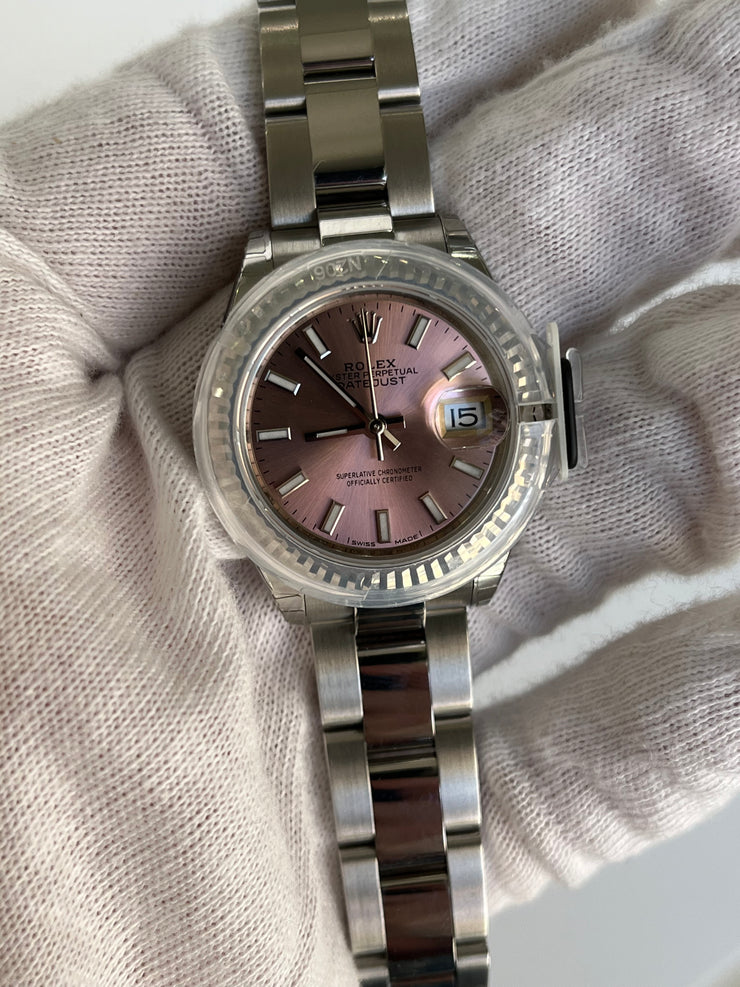 Pre-Owned Rolex Lady-Datejust 28mm Stainless Steel with Pink Dial