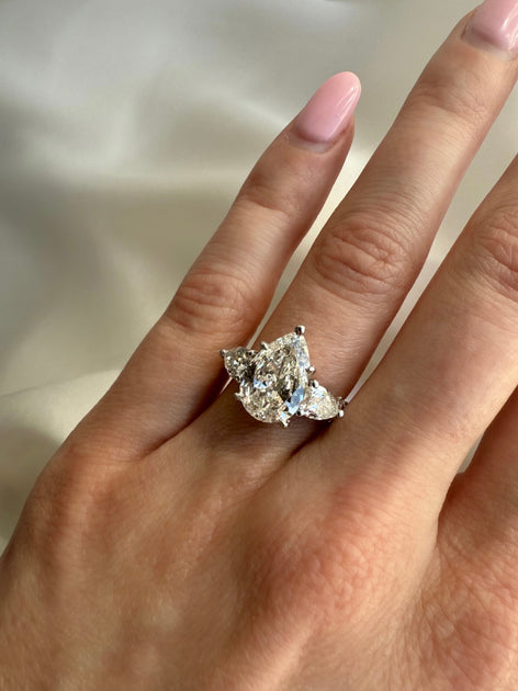 Pear Shaped Diamond with Diamond Side Stones Engagement