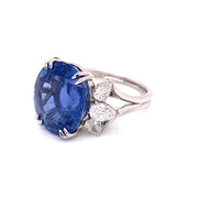 13.20 CT Burmese Sapphire and 1.00 CTW Diamond Ring, AGL Certified set in Platium