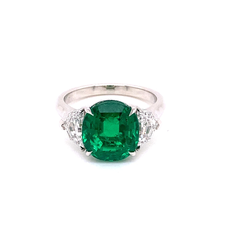 4.01 CT Colombian Emerald and .90 CTW Diamond Ring, AGL Certified set in Platium