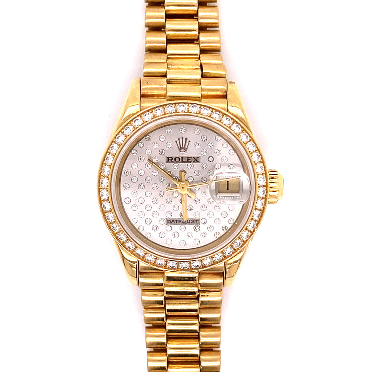 Pre-Owned Rolex Lady-Datejust President 18k Yellow Gold with Diamonds