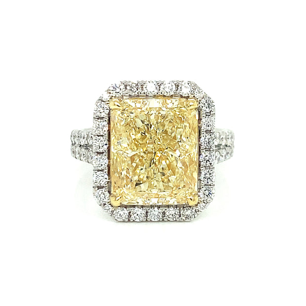 7.02 ct Fancy Yellow Radiant Cut Diamond Engagement Ring