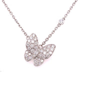 0.88 CTW Round Brilliant Cut Diamond Butterfly Necklace set in 18 KWG