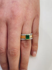 Yellow Gold Bezel Set Emerald Ring
