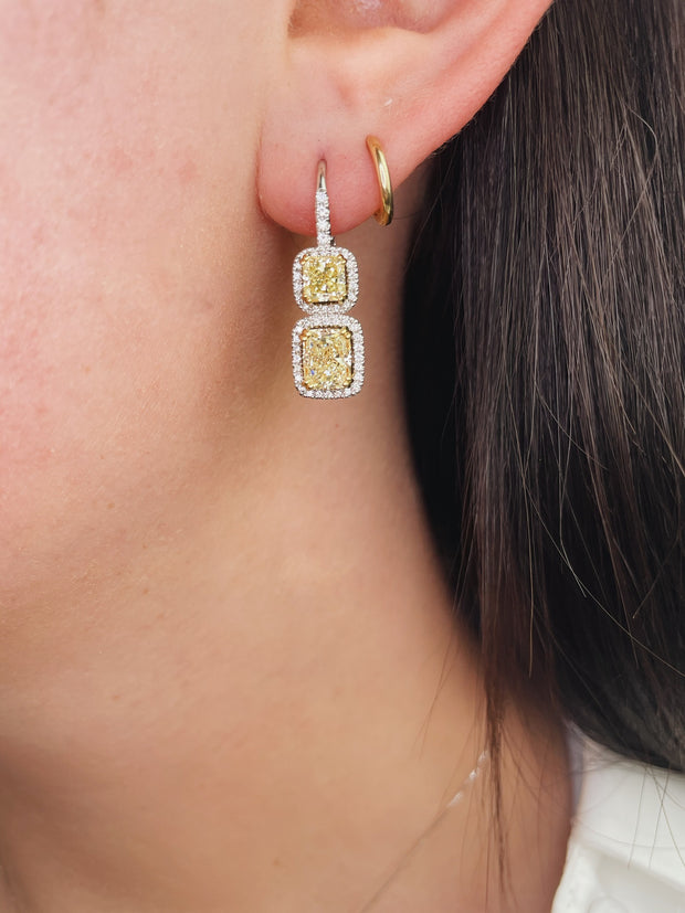fancy yellow Diamond drop earrings