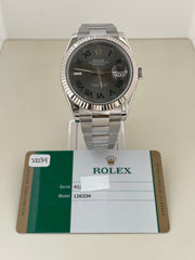 Pre-Owned Rolex Datejust 41mm Stainless Steel Wimbledon with 18k White Gold Bezel