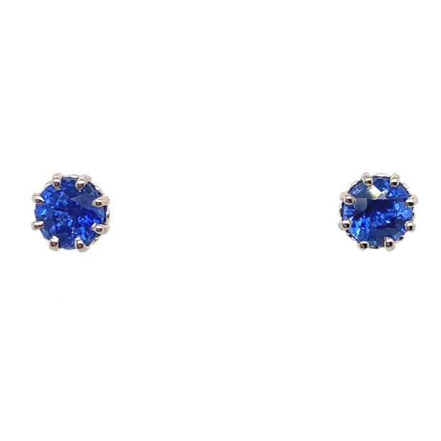 Sapphire Stud Earrings set in 18k White Gold