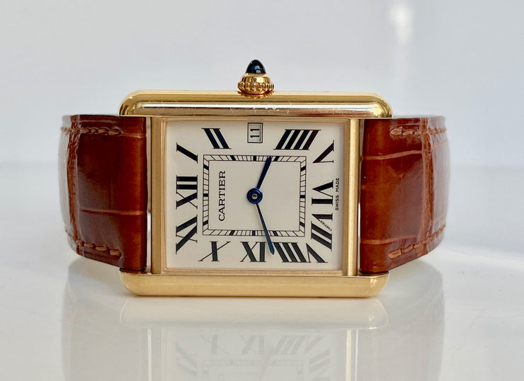 Pre-Owned Cartier Tank Louis 18k Yellow Gold with Original Leather Band