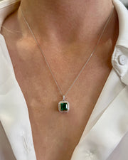 1.48 ct Emerald Pendant with 0.16 ctw Diamonds