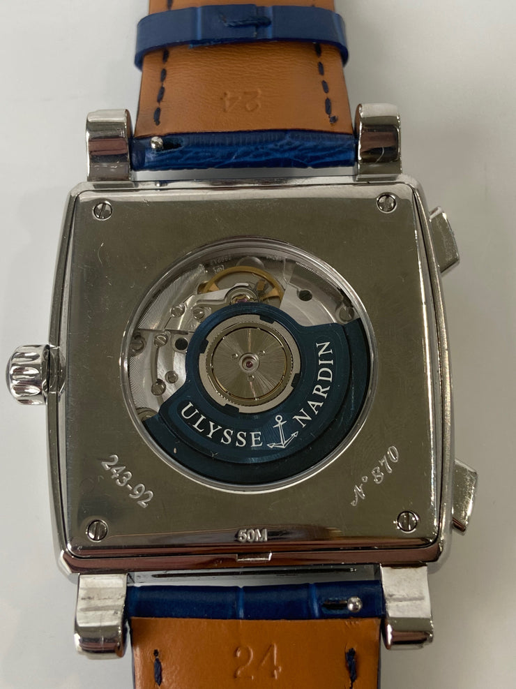 Pre-Owned Ulysse Nardin Quadrato Dual Time 243-92 Date Steel Automatic 42 MM Men's Watch