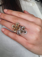Chocolate Diamond Flower Ring