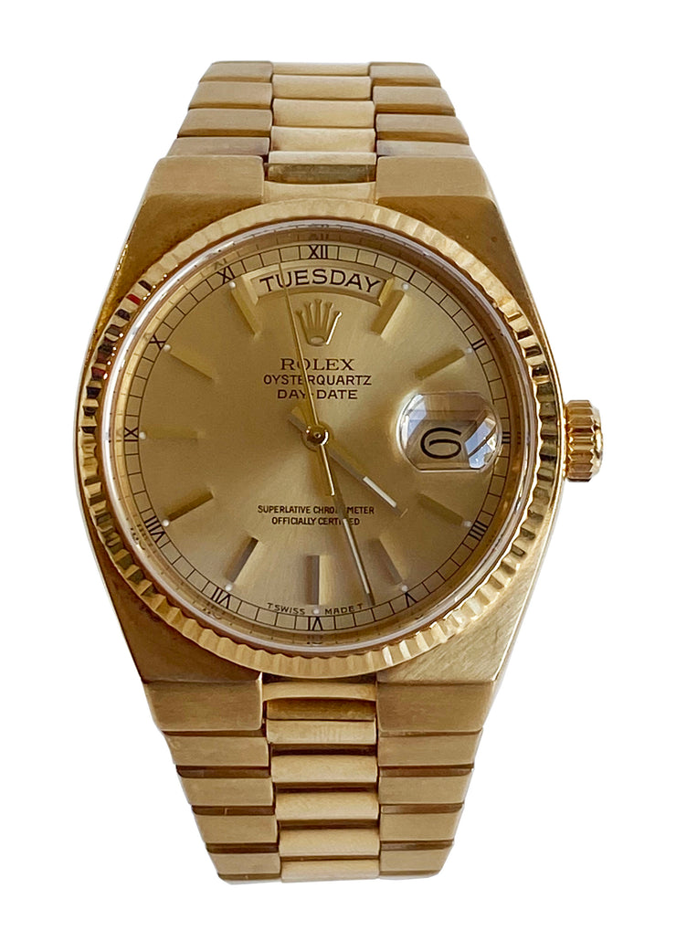 Pre-Owned Rolex DayDate 36mm Yellow Gold Stick Dial and Fluted Bezel