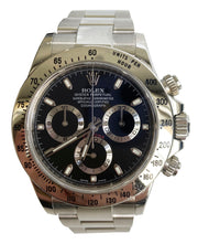 Pre-Owned Rolex Daytona 40mm Stainless Steel with Black Dial and Stainless Steel Bezel