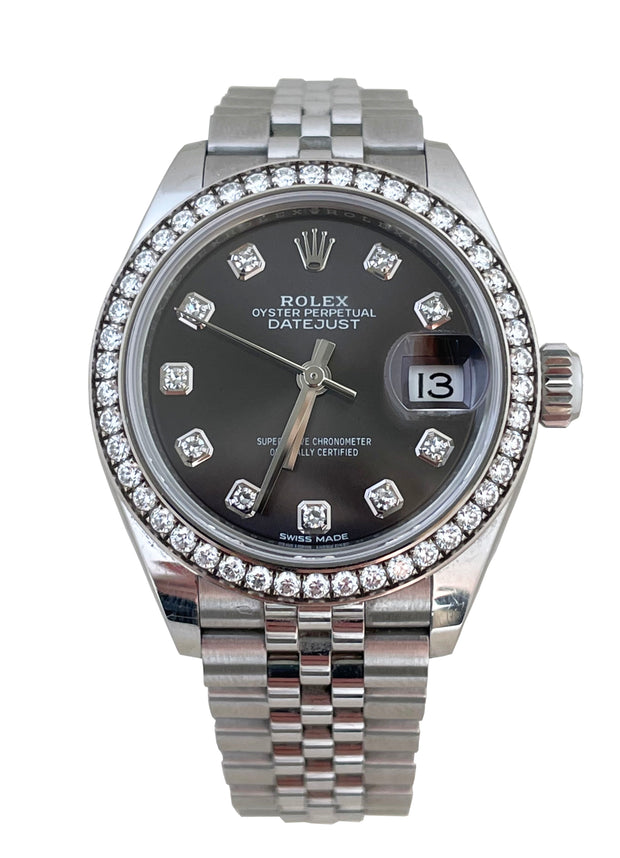 Pre-Owned Rolex Datejust 28mm Steel and White Gold with Diamond Dial and Bezel
