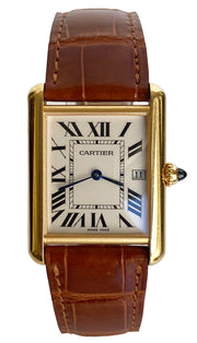 Pre-Owned Cartier Tank Louis 18k Yellow Gold with Original Leather Band