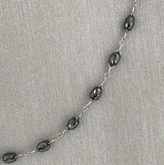 Natural Black Diamond beads 18kt white gold necklace
