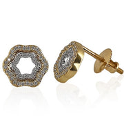 Diamond Flower stud earrings with diamond halo
