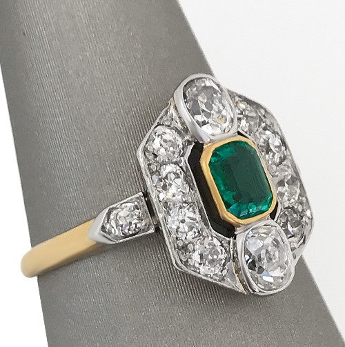 Emerald Diamond Antique Ring