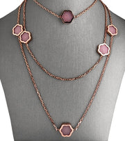 The Daniella Pink Opal Motif Long Necklace