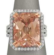 Morganite and diamond white gold ring