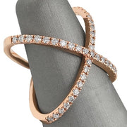 14KT Rose Gold Diamond "X" Ring