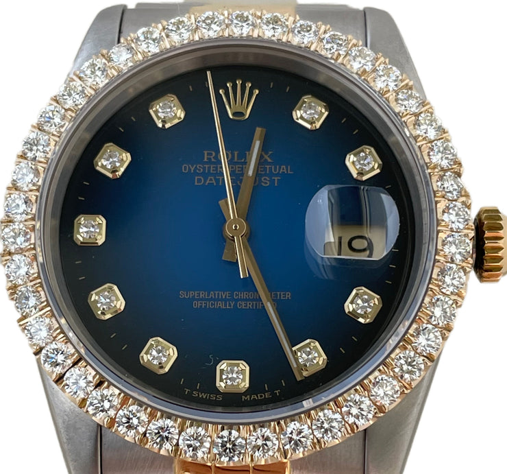 Pre-Owned Rolex Datejust 36mm Blue Face with Large Diamond Dial