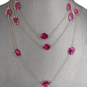 Gold  Long Ruby Slice Necklace