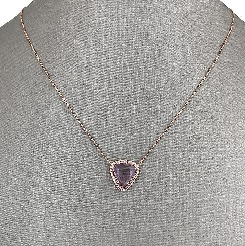 Natural Sapphire Slice and diamond Necklace