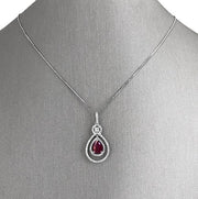Ruby and diamond tear drop pendant