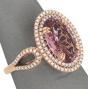 Pink Tourmaline Double Halo Ring