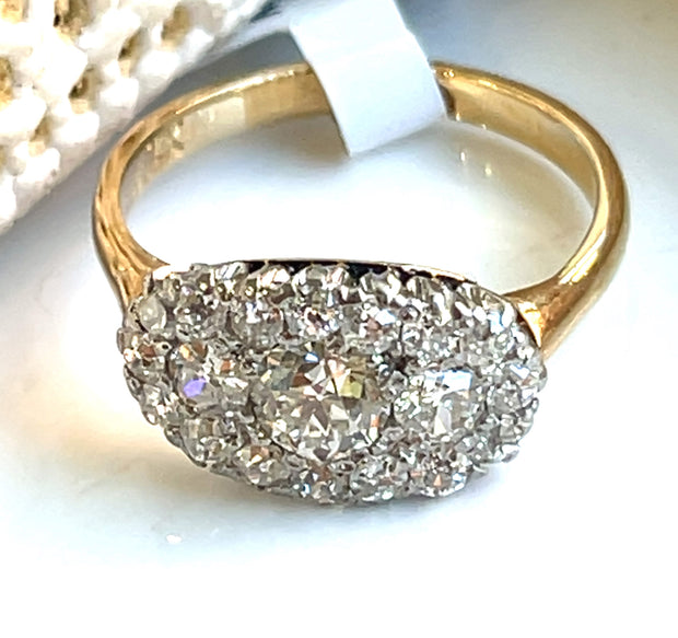 Natural app. 1.70ctw old european cut diamonds 14k 2-tone gold antique ring 6.75