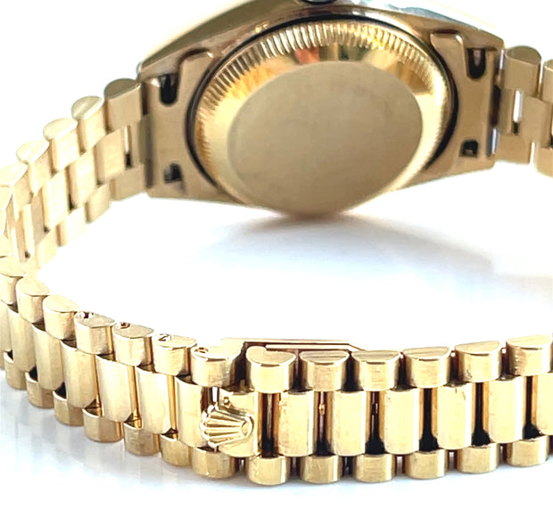 Pre-owned Rolex Datejust President Yellow Gold Oyster Champagne Dial Ladies Watch 69178