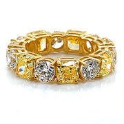 Natural 6.38ctw fancy yellow diamonds GIA-certifi with natural 3.0ctw diamonds 18k yellow gold ring