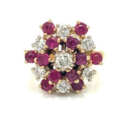 Vintage Estate Cocktail Ruby app. 1ctw & Diamond app. 1.50ctw Ring 14KYG adjust size