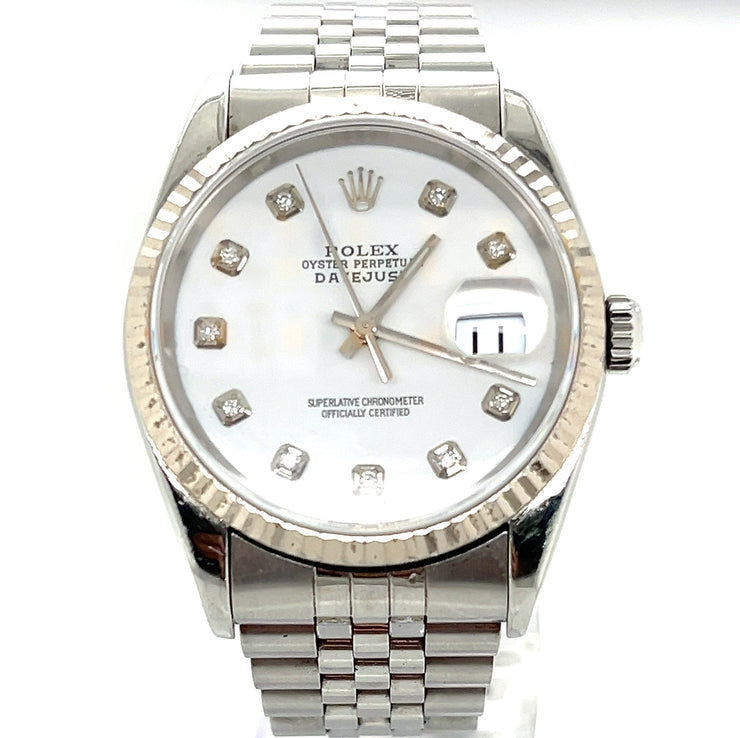 Pre-Owned Rolex Datejust 16234 Silver Jubilee Bracelet with Silver Bezel