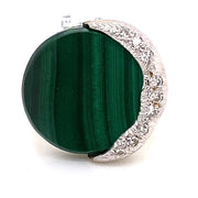 Retro Style 1960's Malachite and Diamond Ring set in 14K yellow&white gold Ring