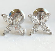 Natural 0.72 CTW Marquise Diamonds Set in 18K White Gold Earrings Stud