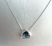 Natural Clear Smoky Blue No-Heat CEYLON Sapphire 1.55 CT 18K White Gold Necklace 18in"