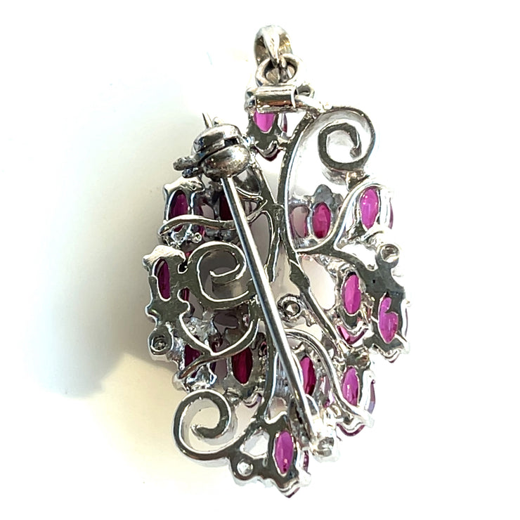 Vintage Ruby and Diamond Pendant/ Brooch