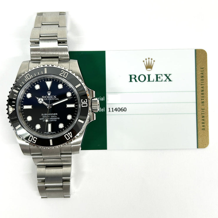 Pre-owned Rolex Submariner 114060 Stainless Steel Black Dial Case 40mm with original Box & Papers