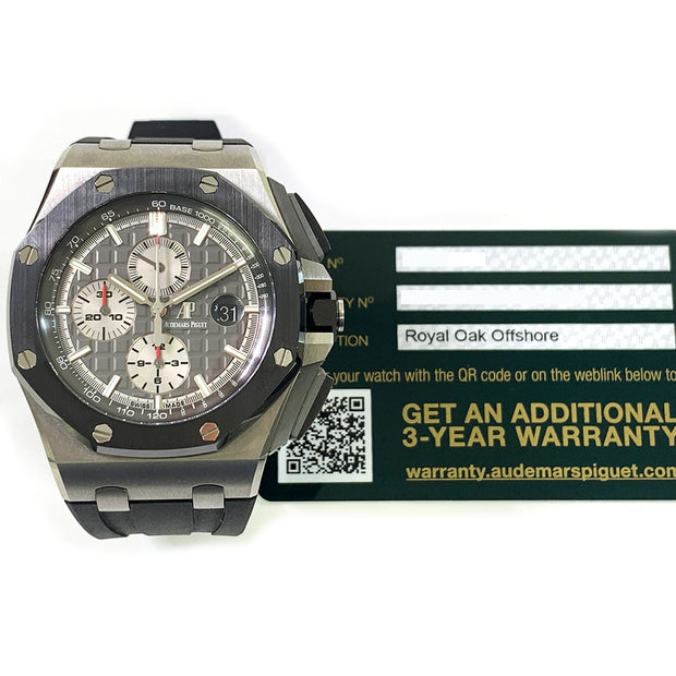 Pre-owned Audemars Piguet ROYAL OAK OFFSHORE 26400IO.OO.A004CA.01 Slate Grey Dial Black Rubber Strap with original box & papers