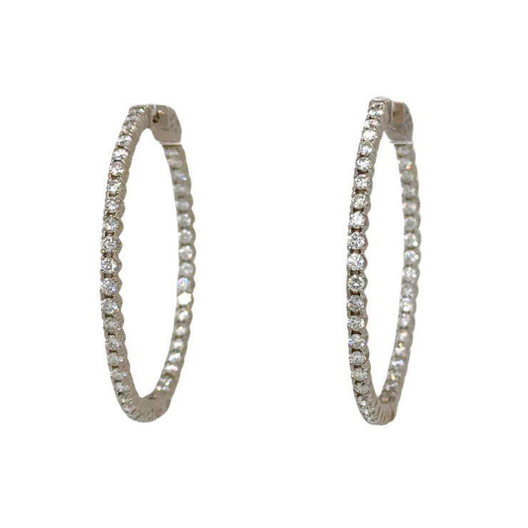 2.91 CTW Round Brilliant Diamond Hoop Earrings