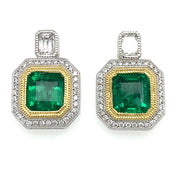 2.82 ctw Emeralds with 0.69 ctw Diamond Halo Earrings set in 18k Yellow and White Gold