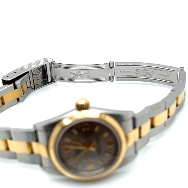 Pre-Owned Rolex Lady's Oyster per Two Tone color with Smooth Bezel