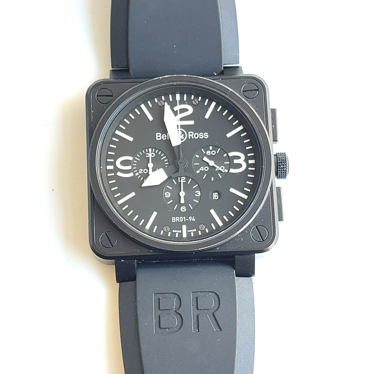 Pre-owned Bell & Ross Men's Black Watch - BR0194 Automatic with original box & papers