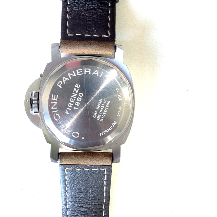 Pre-owned Panerai Luminor Brown dial Titanium Man Watch Pam 00055 op-6535 with original Box & Papers