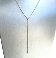 14K White Gold 0.10 CTW Diamond Lariat Necklace