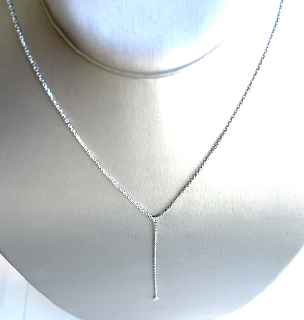 14k White Gold 0.10ctw Diamond Lariat Necklace